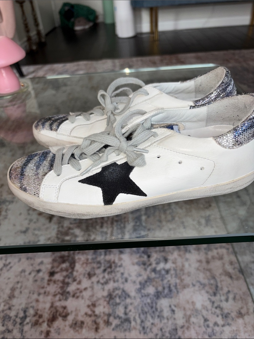 Golden Goose White Superstar Sneakers with Black Star 38 - Picture 4 of 7
